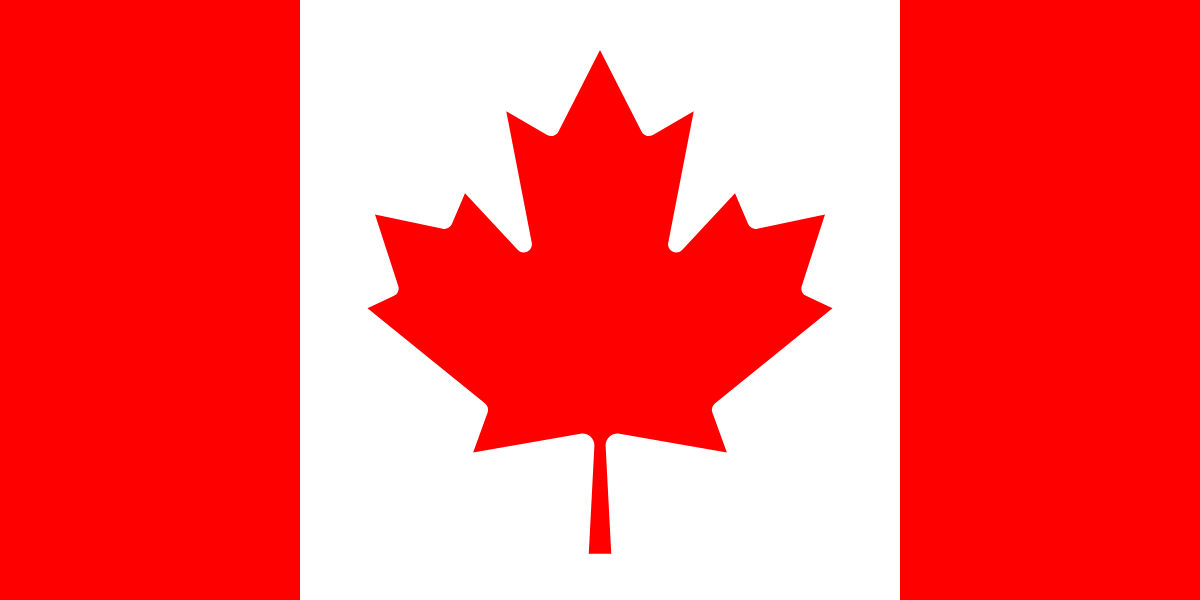 Le drapeau du Canada : deux bandes rouges, un carré blanc et une feuille d’érable rouge au milieu